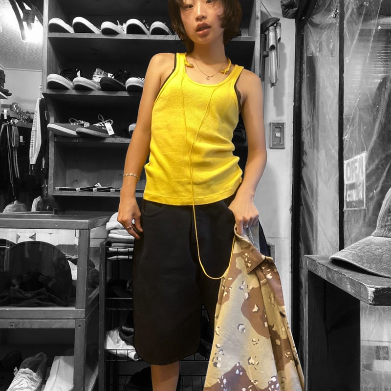 うりR-LONDONタンクトップて黄色いボトムスおまとめ USED]リブ Yellowタンクトップ | garden730