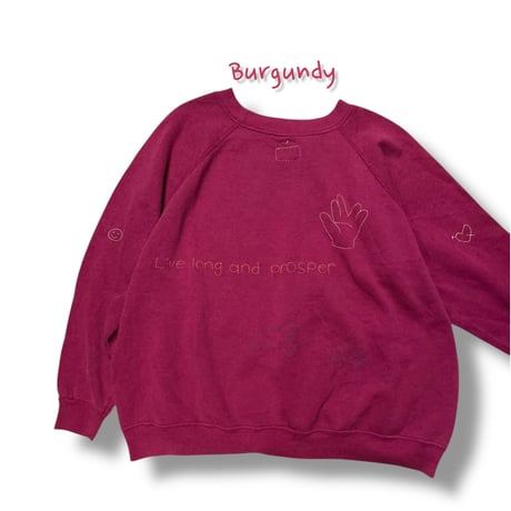 [HILITE STORE] ハンドメイド刺繍SWEAT/バーガンディ