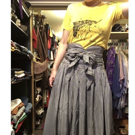 [USED] チェック柄ウェストリボンスカート