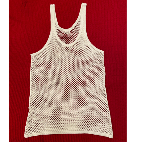 [USED] Euro vintage COTTON 編みタンク WHITE