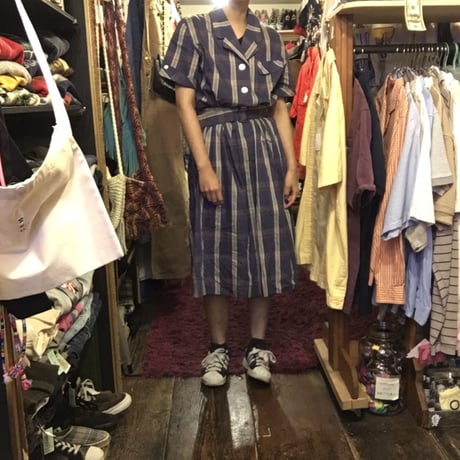 [USED] 開襟チェックシャツワンピース