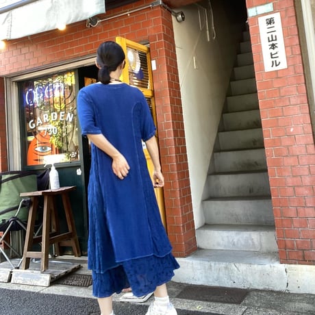 [USED] インディゴブルー刺繍ワンピース