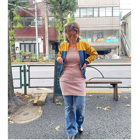 [USED] ボーダー リブ ワンピース