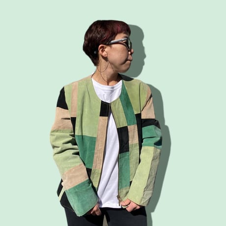 [USED] SUEDE パッチワークジャケット  💚