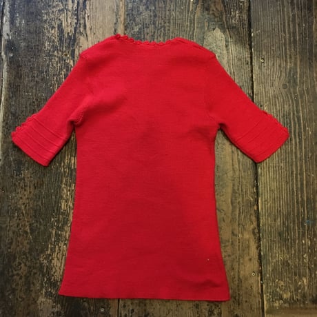 [USED] かわい♡ Euro Vintage シェルボタン S/Sニット