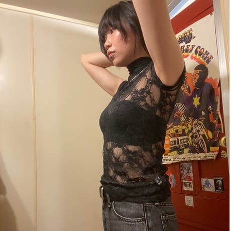 [USED] Black lace ハイネックTOPS