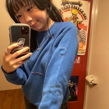 [HILITE STORE] ハンドメイド刺繍SWEAT/ブルー②