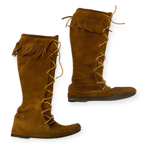 [USED] "MINNETONKA" フリンジ編み上げlong boots