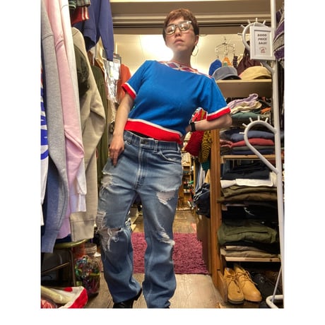 [USED] トリコロール🇫🇷カラー半袖ニット