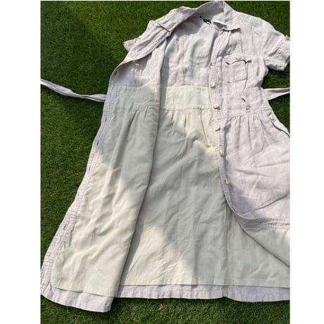 [USED]  フロントボタンのLINEN ワンピース