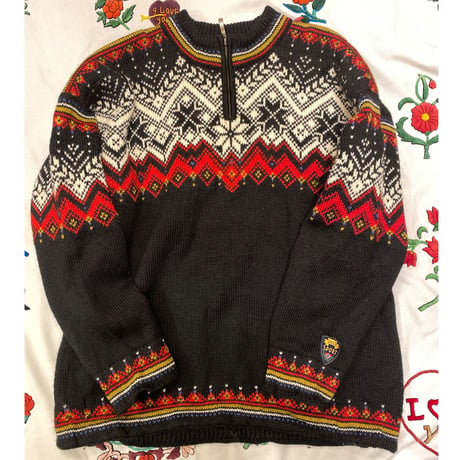[USED] ノルディック柄ハーフZIPニット