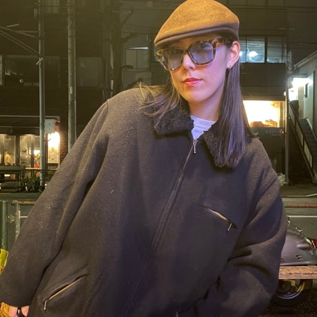 [USED]ボア襟 BLACK WOOL コート　JKT