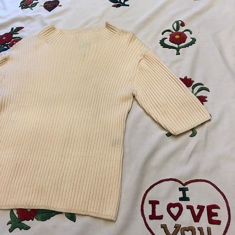 [USED] シンプル五分袖リブニット