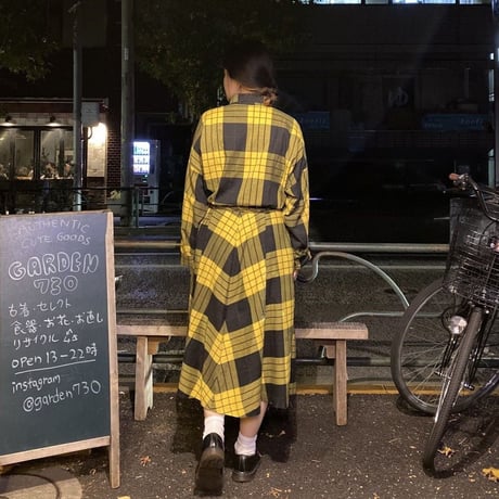 [USED] YELLOW!ギンガムチェックワンピース
