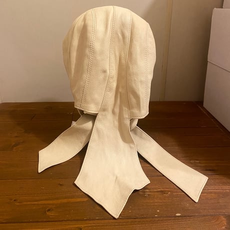 [USED] WHITE レザーのドゥーラグ