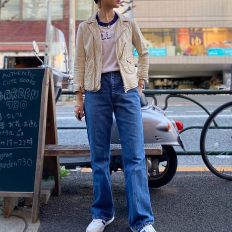 [USED] WHITE REAL LEATHER JACKET♡