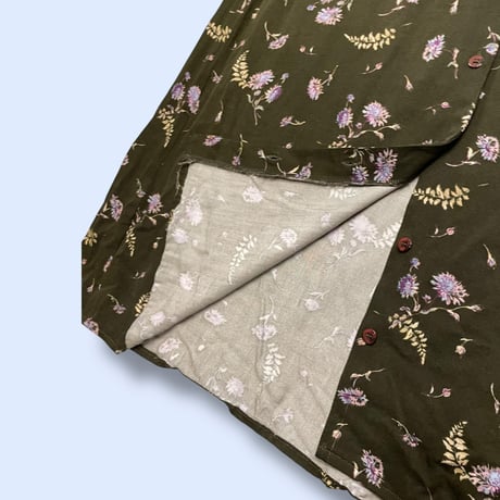 [USED] 前ボタン 花柄 レーヨン　ロングスカート