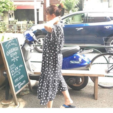 [USED]  ドット柄前開きワンピース