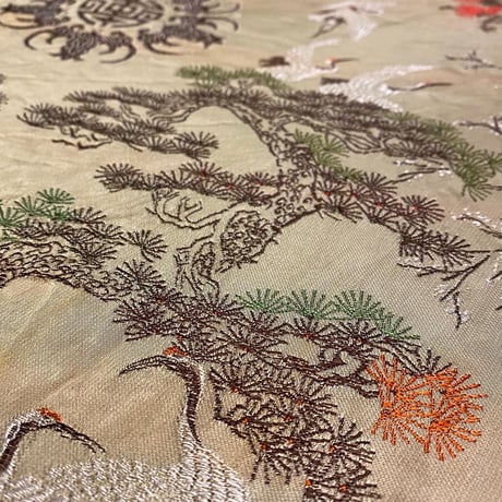 [USED] vintage  サテンCHINA ラグ / 直径114cm