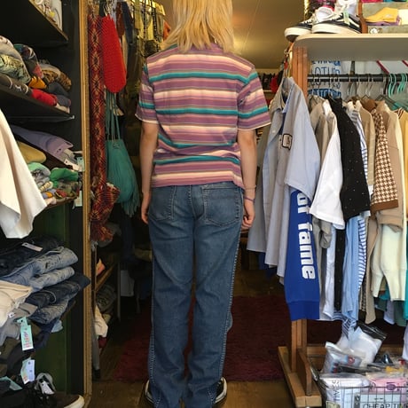 [USED] HANGTEN Pastel ColorのマルチボーダーTee