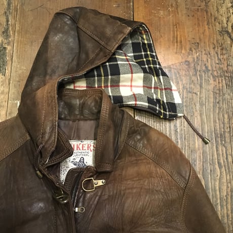 [USED] real leatherのフード付JKT