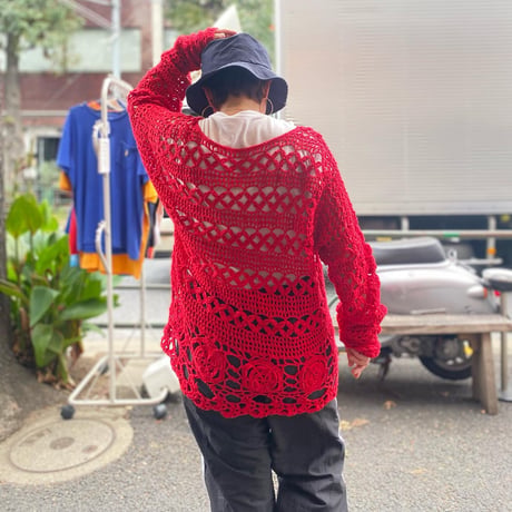 [USED] RED❤️クロシェット カーディガン