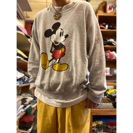 [USED] 80's Mickey SWEAT -LARGE ASH-
