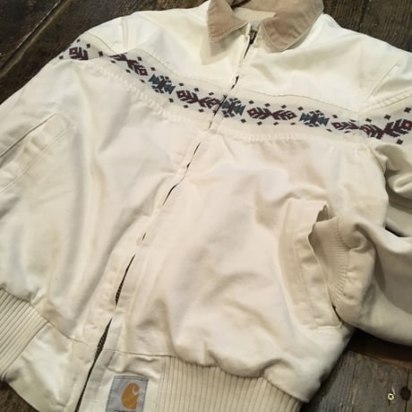 [USED] Carhartt 柄入り ダック JKT (WHITE/BLACK)