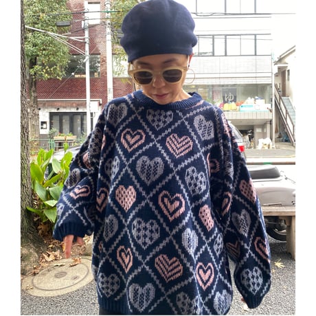 [USED] made in U.S.A. HEART ACRYL KNIT♡
