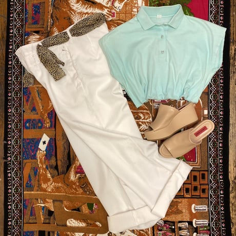 [USED] FRENCH SLEEVE MINT POLO♡