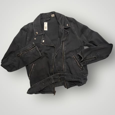 [USED] black denimライダースJKT