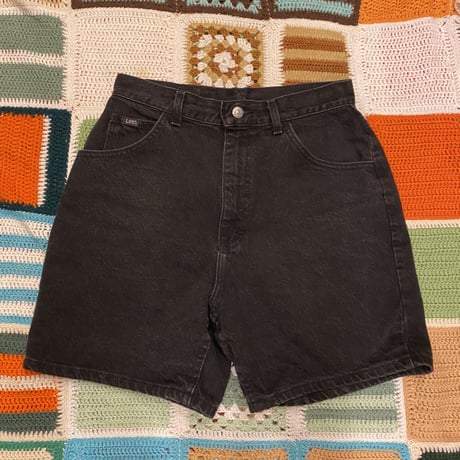 ［USED］Lee BLACK DENIM SHORTS W28