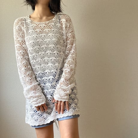 [USED] かぎ編み ロングニット