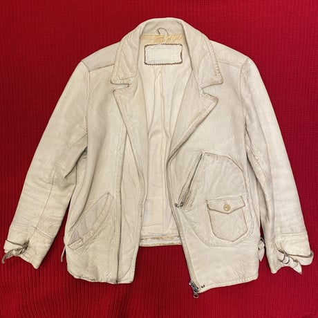[USED] WHITE REAL LEATHER JACKET♡