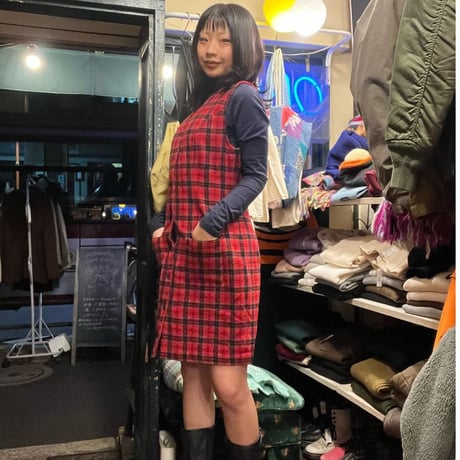 [USED] チェック柄 WOOLジャンパースカート