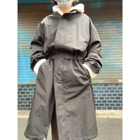 [USED] BLACK NYLON  LONG COAT