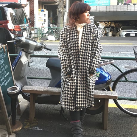 [USED]千鳥格子 ガウンコート