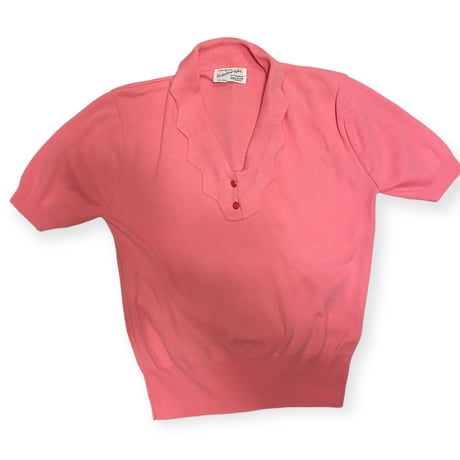 [USED] 50's~ vintage  ジグザグ襟付き PINKサマーニット