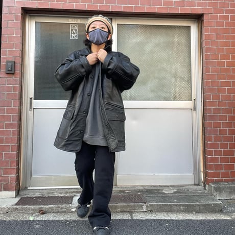 [USED] LEATHER CAR COAT♡