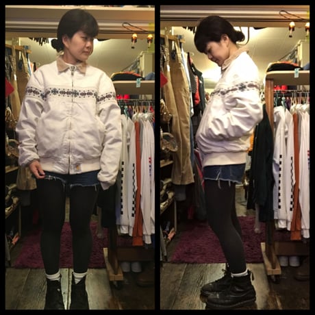 [USED] Carhartt 柄入り ダック JKT (WHITE/BLACK)