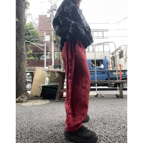 [USED]バーガンディ総柄POLY PANTS