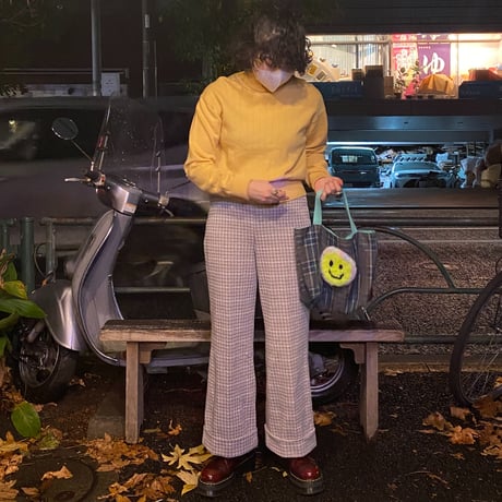 [USED] チェック柄♡70's POLY PANTS