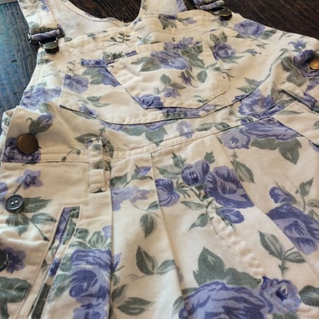 [USED] 花柄Cottonショートオーバーオール