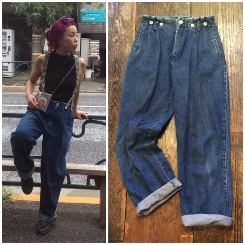 Ralph Lauren リネン サスペンダーパンツ　サスダメージあり USED] Ralph Laurenサスペンダーパンツ(サスペンダー別売