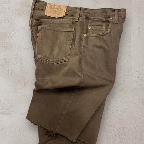 [USED] Euro Levi's BROWN 🤎 DENIM CUT OFF SHORTS orange tab
