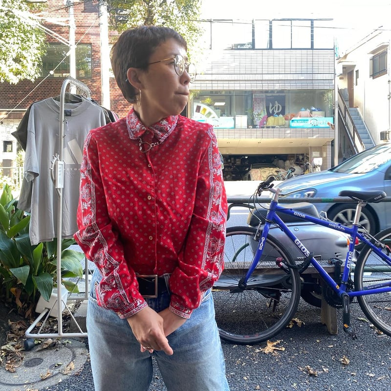 USED] 70's RED ペイズリー柄シャツ | garden730
