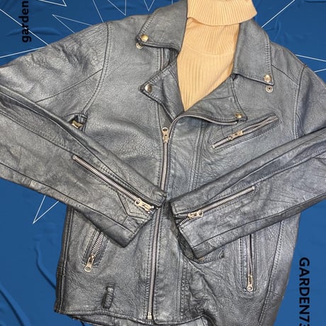 [USED] BLUE/SILVER real LEATHER ライダースJKT