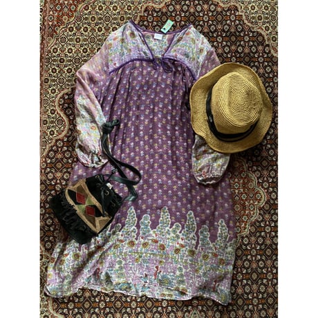 [USED]  vintage インド綿ワンピース