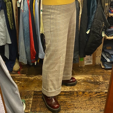[USED] チェック柄♡70's POLY PANTS