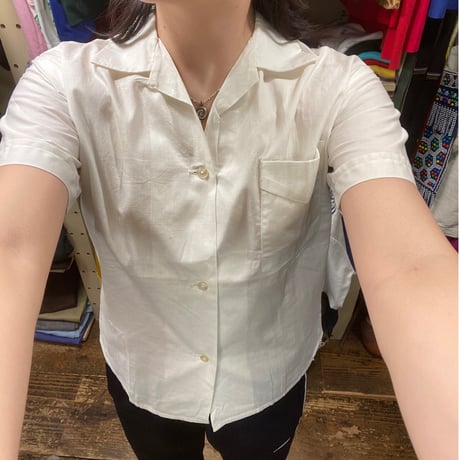 [USED]vintage!! Girlサイズの開襟シャツ